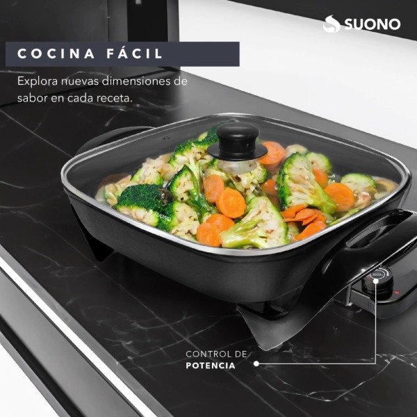 Producto - SARTÉN ELÉCTRICO ANTIADHERENTE SUONO 1350W TAPA DE VIDRIO