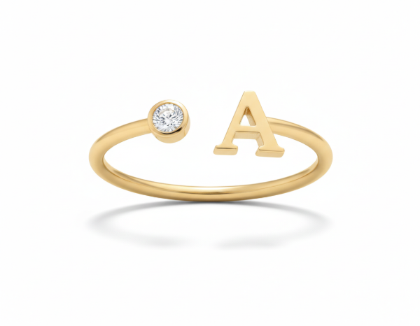 Producto - Anillo con Inicial y piedra a Pedido