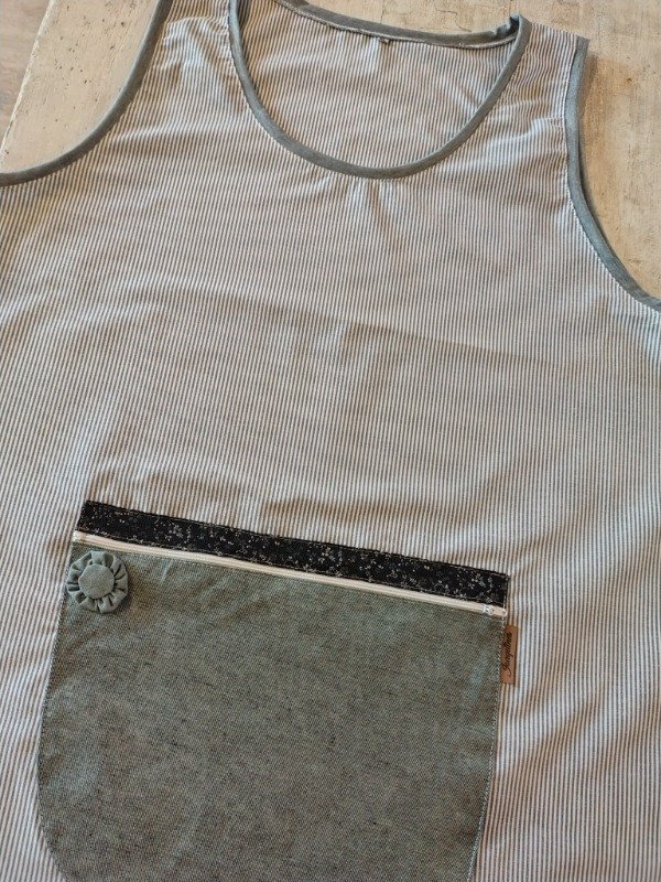 Producto - Delantal milrayas combinación gris, bolsillo jeans