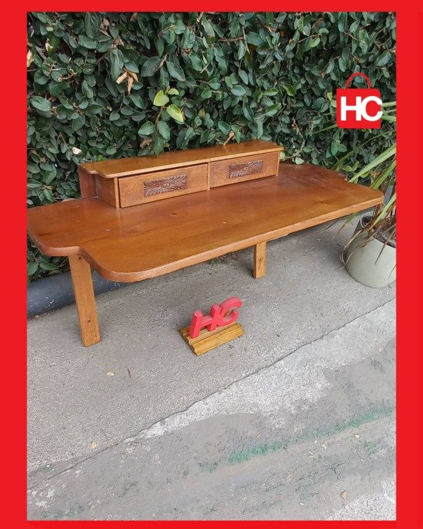 Producto - Dresuar / Recibidor de pared en madera con alzada y cajoncitos tallados - 1