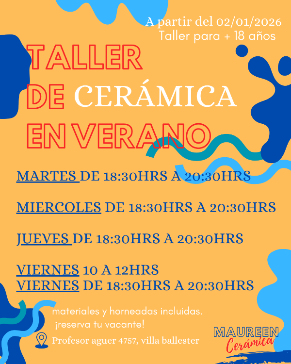 Producto - Taller de cerámica para adultos en verano 2026!