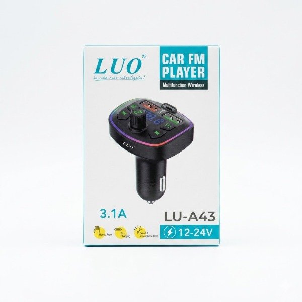 Producto - Transmisor FM Bluetooth LUO LU-A43 Cargador Rápido 3.1A y Manos Libres