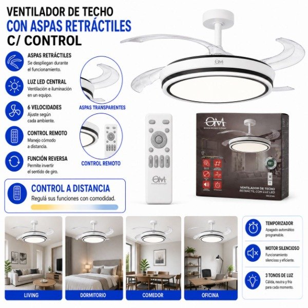Producto - Ventilador de techo retráctil (OM-6158L)