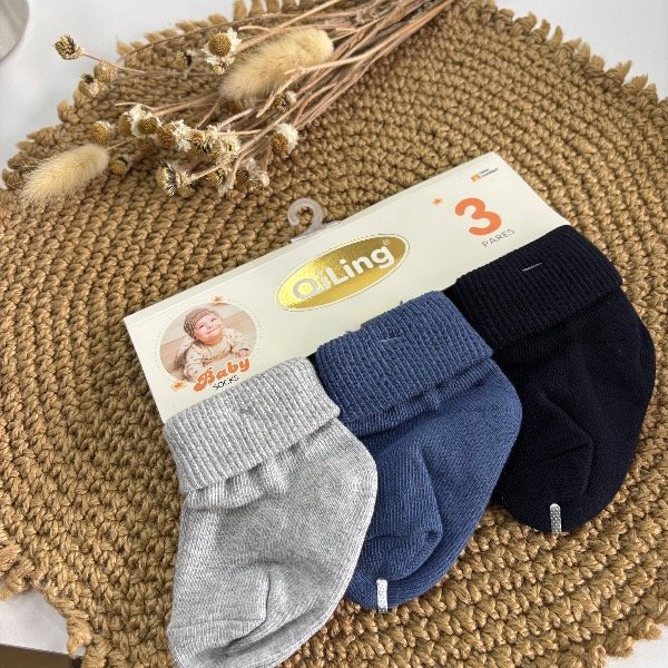 Pack de 3 medias lisas 6 a 24 meses modelo 3