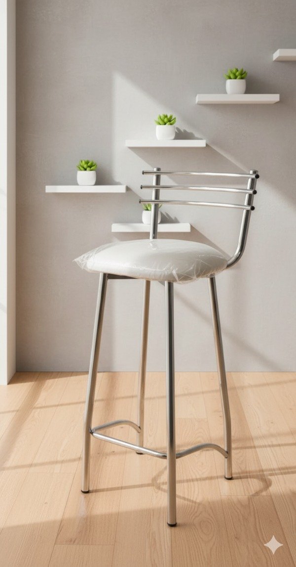 Producto - Banqueta Verona tapizado en ecocuero (color a elección) y caño cromado