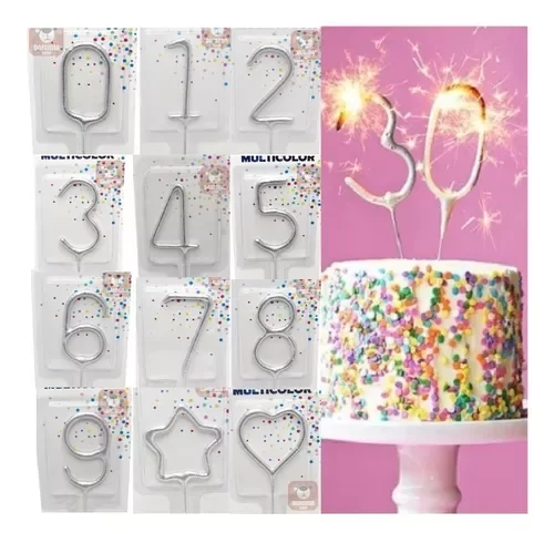 Producto - VELA SPARKLES NUMERO PLATEADO