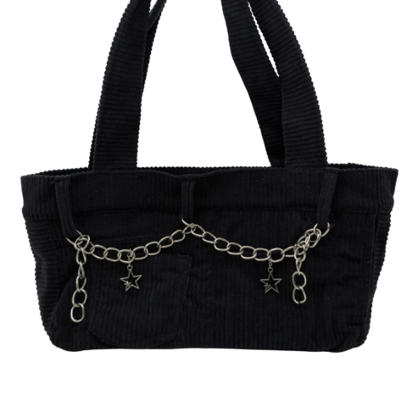 Producto - shoulder bag (corderoy negro doble tira)