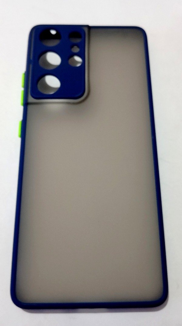 Producto - Funda Traslúcida oscuro borde Azul para Samsung S21 Ultra