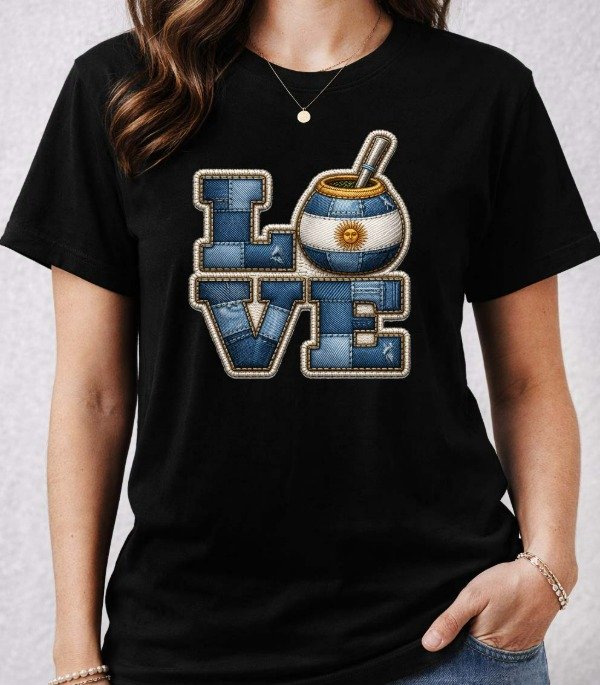 Producto - Remeras Negras Unisex DTF Diseños Argentina Efecto Bordado