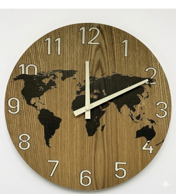 Producto - Reloj Madera 30 cm Mapa