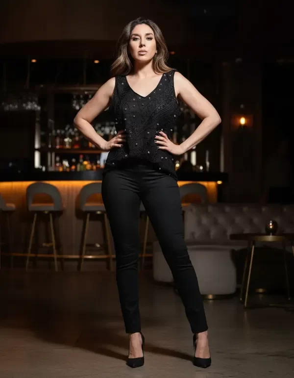 Producto - Musculosa de Tul con  tachas y canutillos de Noche - 3