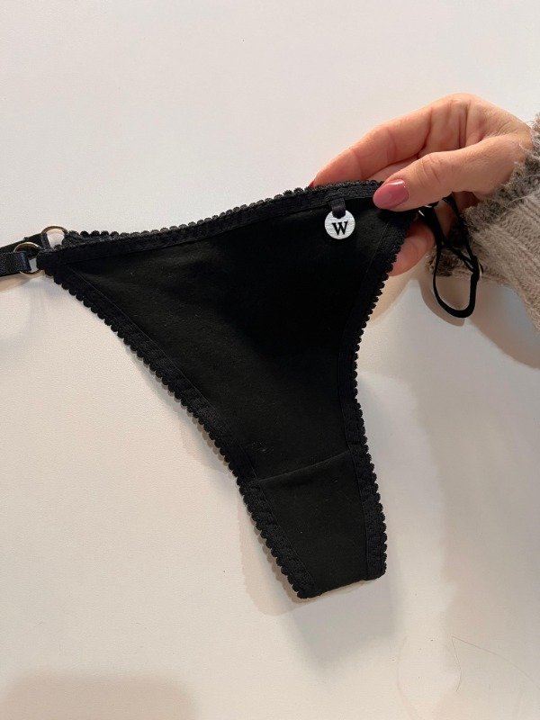 Producto - Colaless de algodón Negra con elástico picot