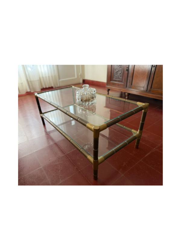 Producto - Mesa ratona de vidrio y bronce	/ 100x50