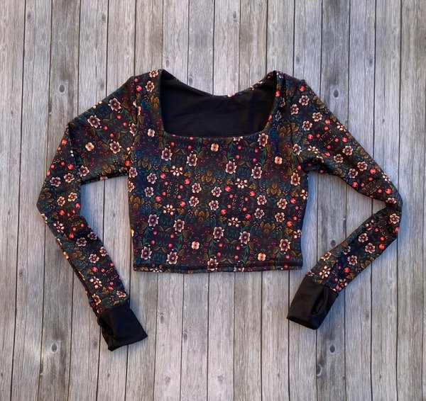 Producto - Top crop manga larga estampa CALEIDOSCOPIO