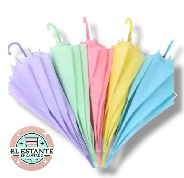 Producto - Paraguas Colores Pastel Largo Reforzado Antiviento
