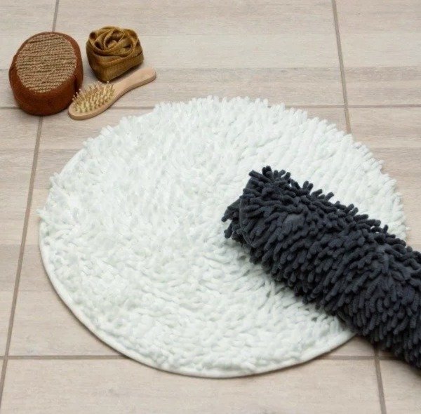 Producto - Alfombra shaggy redonda blanco