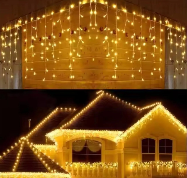 Producto - Lluvia 10 mts x 60cm Luz Calida interconectable