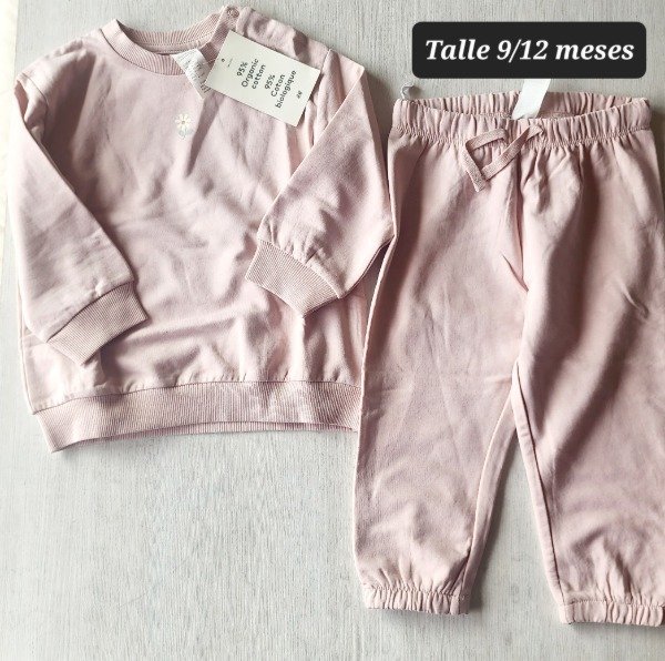 Producto - Conjunto buzo y pantalon con friza HyM talle 9/12 meses rosa - 1
