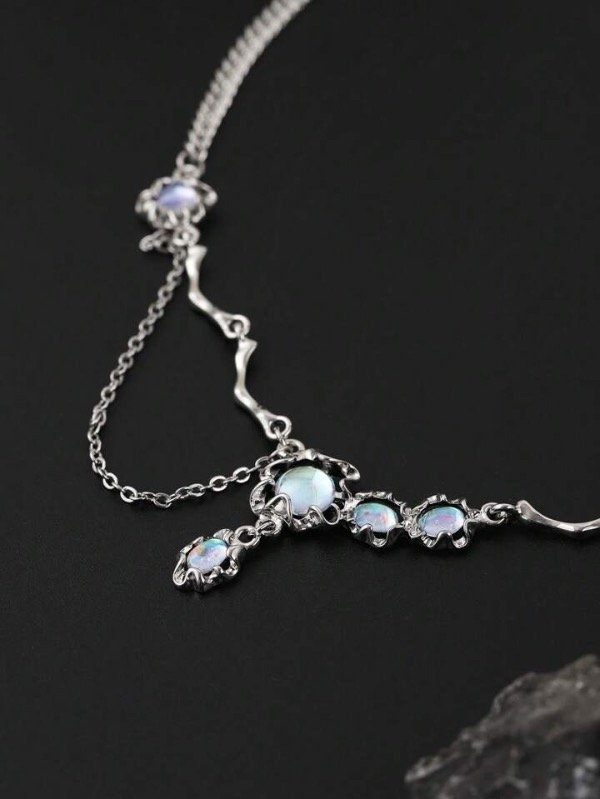 Producto - Collar Cadena Piedra Lunar Y2K
