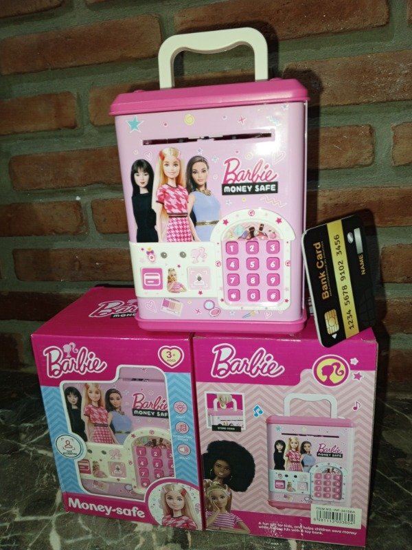 Producto - Alcancía  Barby con tarjeta a pilas AA