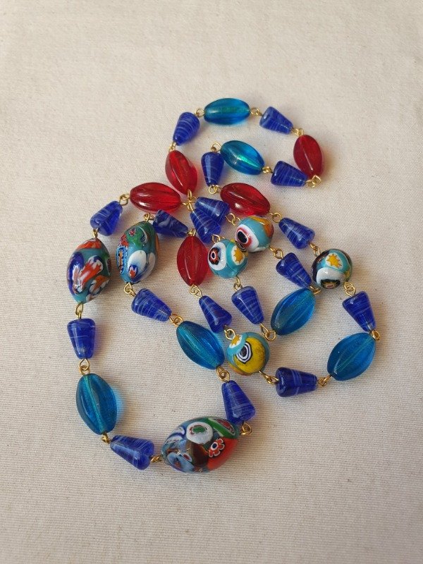 Producto - LUCERO Collar Millefiori Porphyry Glass Gems