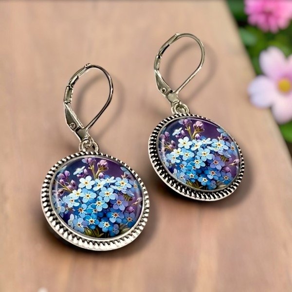Producto - Aros argolla estilo retro No me olvides