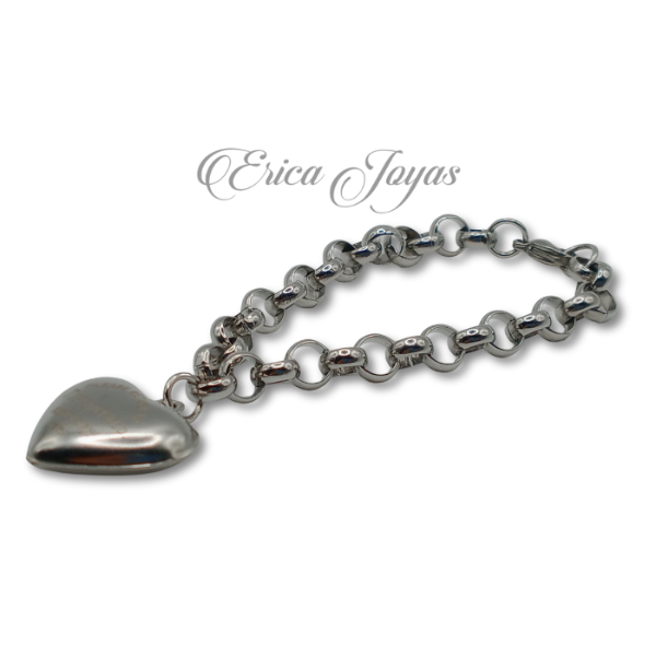 Producto - Pulsera Rolo con dije inflado corazón (LBPD0018)