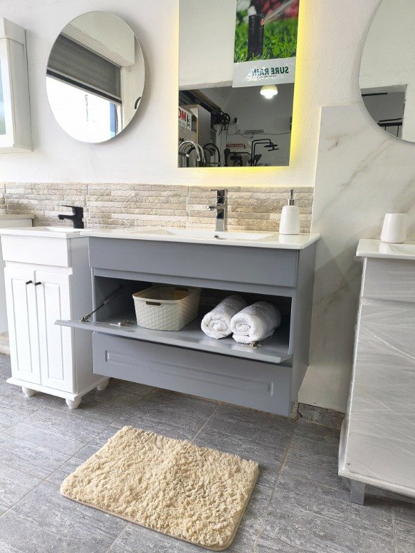 Producto - Vanitory de 80cm colgante gris - 5