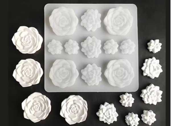 Producto - MOLDE SILICONA MIX DE FLORES Y SUCULENTAS