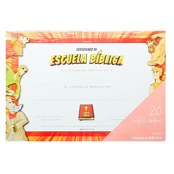 Producto - PROMO Certificados De Escuela Bíblica Para Niños (PACK X20 UNIDADES)