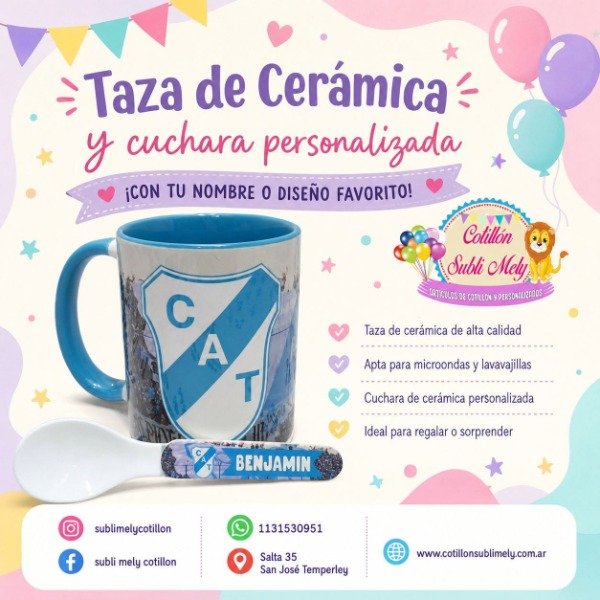 Producto - TAZA DE CERAMICA MAS CUCHARA PERSONALIZADO