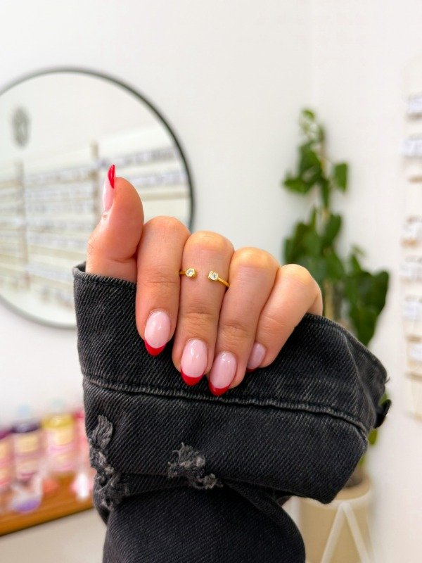 Producto - Anillo bañado en oro doble cubic regulable