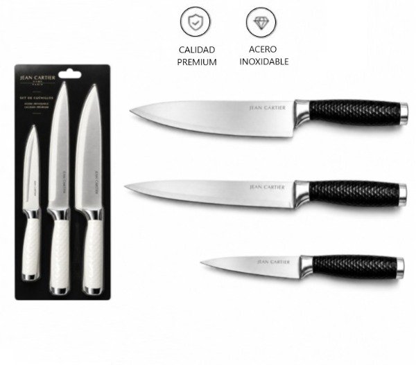 Producto - SET DE 3 CUCHILLOS DE ACERO EN BLISTER 20,15 Y 9 CM - 3