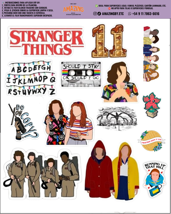 Producto - Stranger things Plancha stickers premium dtf uv