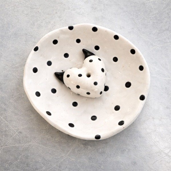 Producto - Porta Sahumerio Corazón Polka Dots