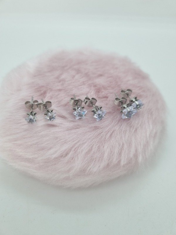 Producto - Aros acero quirurgico pasante pto strass estrella mini med gde