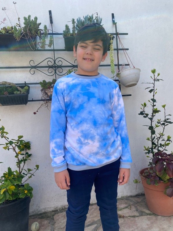 Producto - Buzo rústico batik celeste unisex