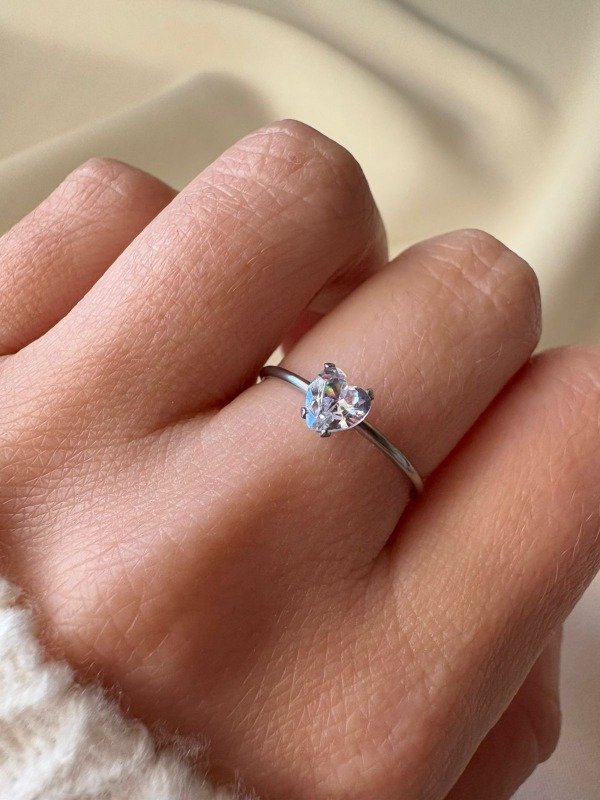 Producto - Anillo Corazon Cristal - Acero Quirurgico