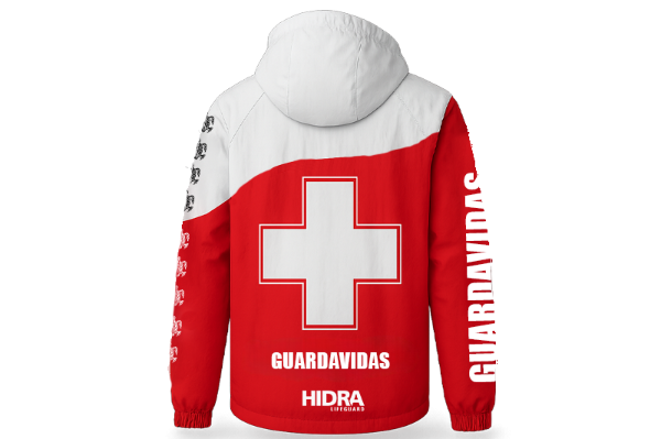Producto - CAMPERA ROMPEVIENTO - OCEAN BLANCA Y ROJA - GUARDAVIDA - HIDRA SPORT