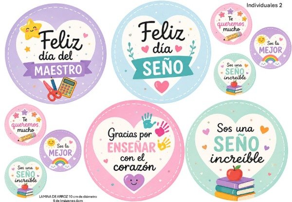 Producto - LAMINA COMESTIBLE DIA DEL MAESTRO TORTAS INDIVIDUALES 2 - 1