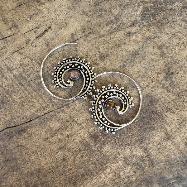 Producto - Aros Noor Plata Ojo de Tigre