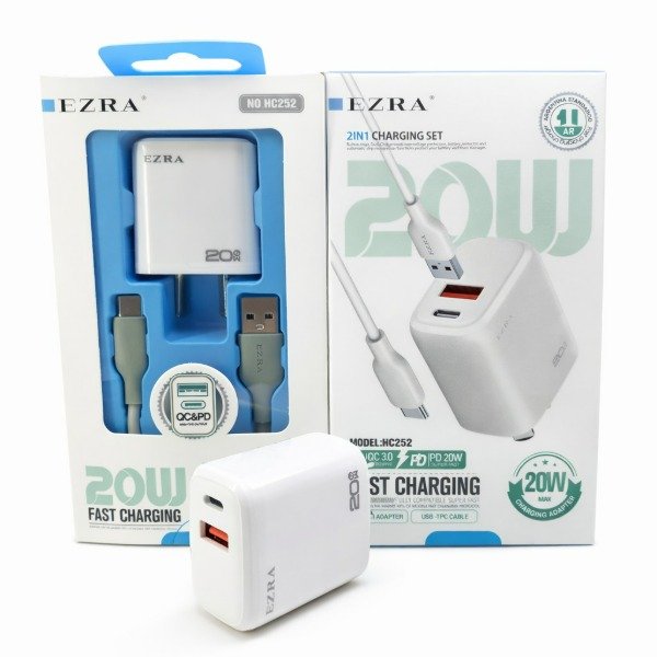 Producto - Cargadores 2in1 de Carga Rápida d 20W USB-TPC + 1TPC (HC252)