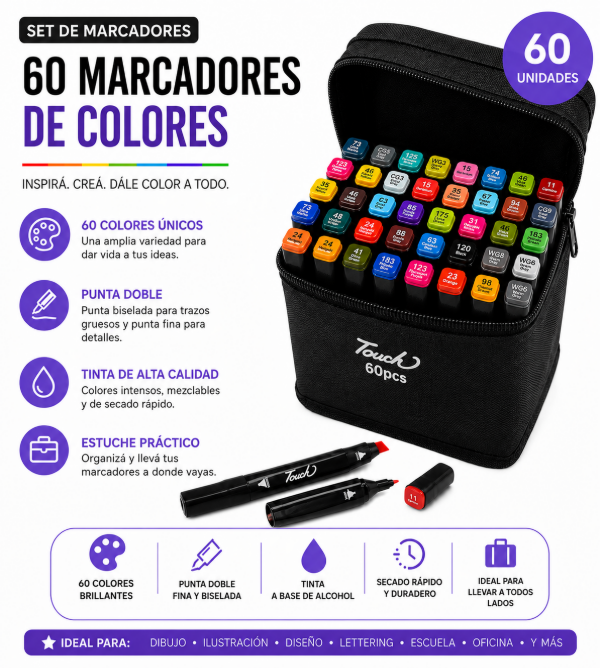 Producto - Marcadores 60 colores doble punta