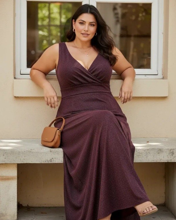 Producto - Vestido largo de Lurex bretel ancho  con tajo colores