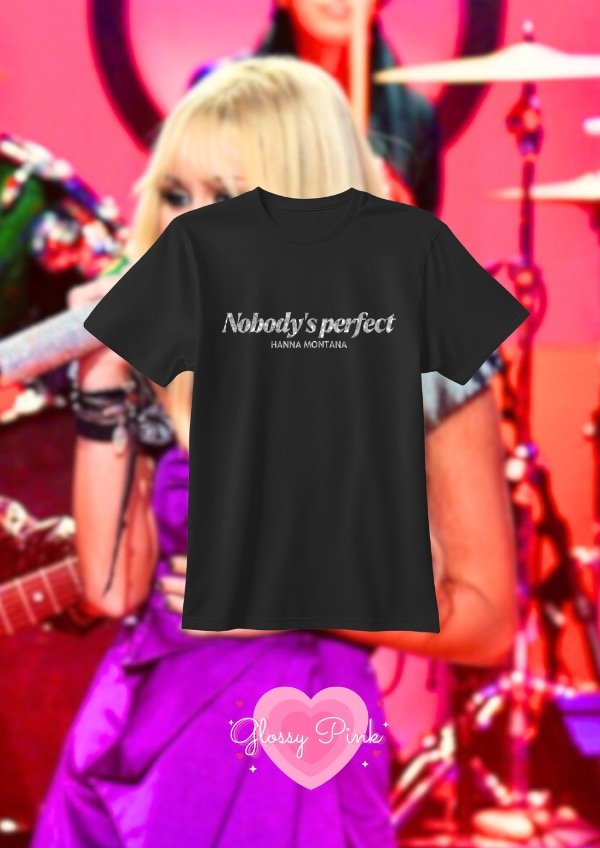 Remera nobody's perfect vinilo textil glitter