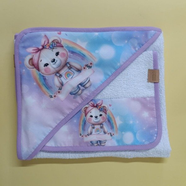Producto - Toalla osa lila con babita