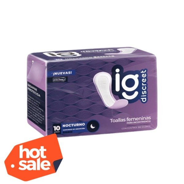 Producto - Toallas IG DISCREET Nocturna para Incontinencia femenina x 10u