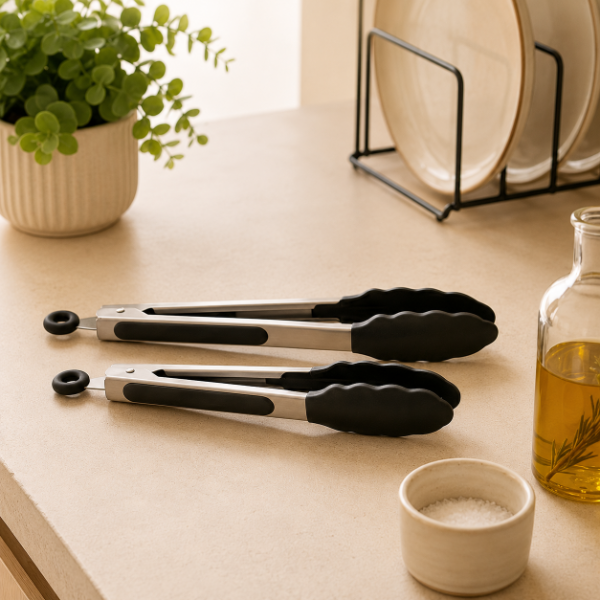 Producto - Set x2 Pinzas de Cocina Acero Inoxidable y Silicona