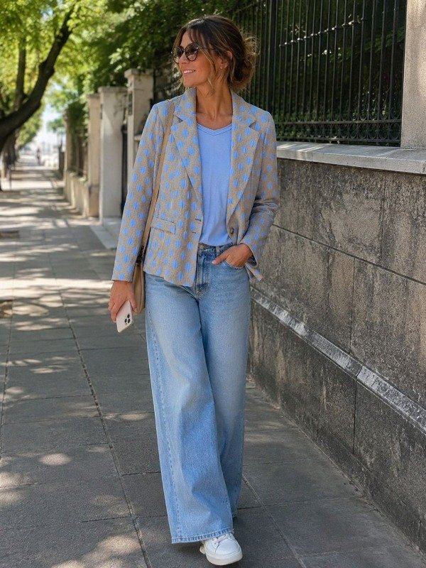 Producto - blazer con lunares  rosas/celestes - 0