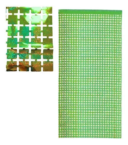 Producto - Cortina holografica de cuadrados chicos color verde